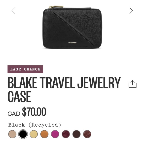 NWT Pixie Mood | Vegan Leather Blake Travel Jewelry Case - Black - Picture 8 of 11